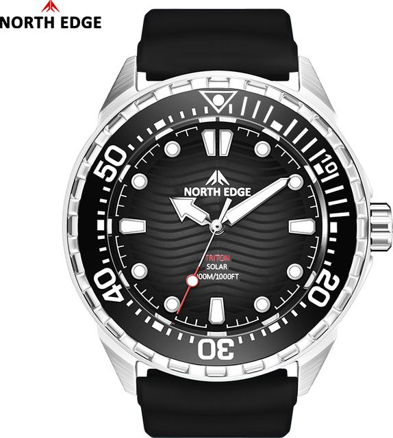 NORTH EDGE Armbanduhr, Solar, Edelstahl, Schwarz, Herren - Bild 1