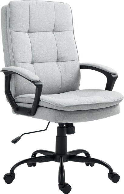 HOMCOM Ergonomischer Bürostuhl in Grau mit Leinenoptik, Höhenverstellbarer Drehstuhl mit Armlehnen und Wippfunktion für dein Home-Office - Bild 1