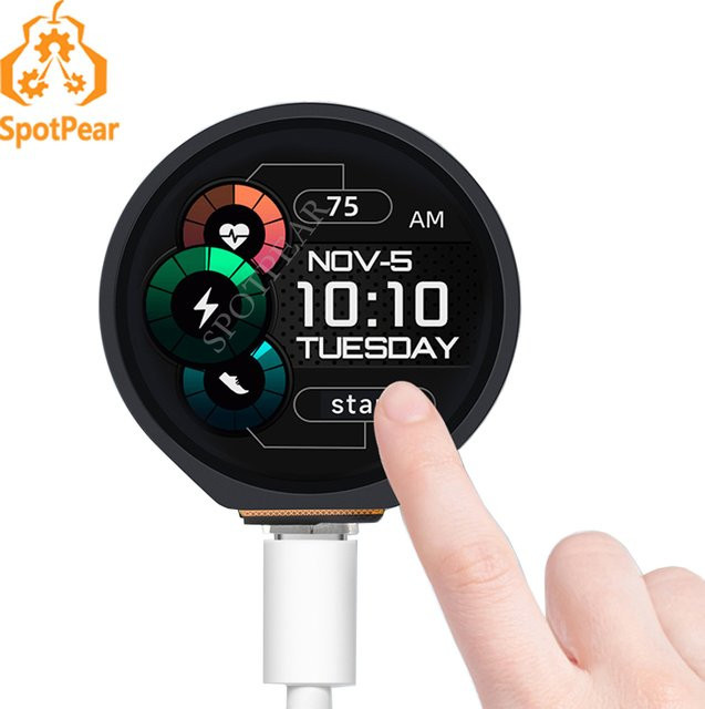 Spotpear ESP32-S3 Entwicklungsboard mit 1,28 Zoll Rundem Touchscreen LCD-Display, Beschleunigungsmesser und Gyroskop-Sensoren in Schwarz - Bild 1