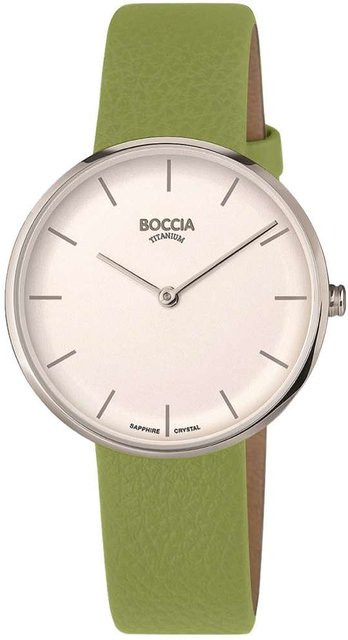 Boccia Damenuhr, Titan, Quarz, 35 mm, Leder, Weiß - Bild 1