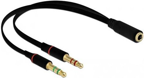 Delock 65967 Audio Anschlusskabel Schwarz mit 1x 3,5 mm Klinkenbuchse und 2x 3,5 mm Klinkensteckern, Länge: 0,2 m - Bild 1