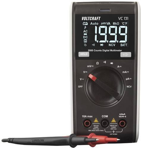 Voltcraft VC131 Digitales Hand-Multimeter CAT III 600V in Schwarz mit 2000 Counts - Bild 1