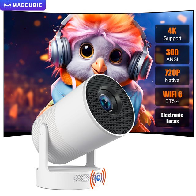 Magcubic HY300Ultra 4K UHD Projektor mit Android 11, 300 ANSI, Elektronischem Fokus und Bluetooth 5.4, Weiß - Bild 1