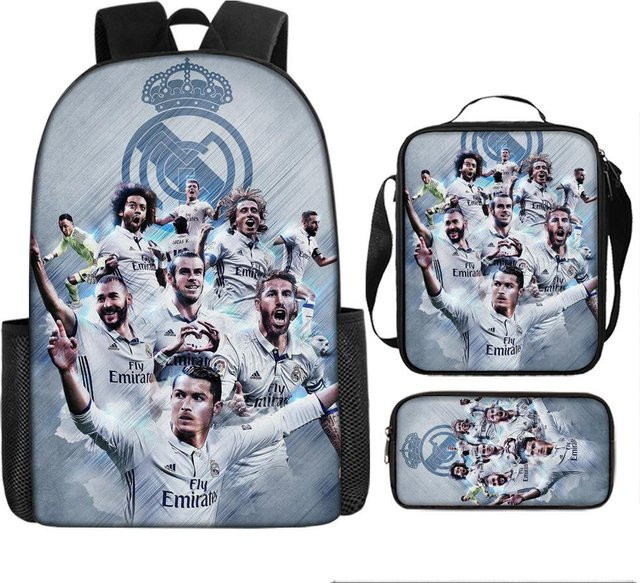 3-teiliges Schulrucksack-Set für Schüler aus Oxford-Stoff in Weiß mit Federmäppchen und Schultergurt - Bild 1