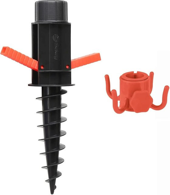 Sekey Schirmhalter Bodendübel Einschraubhülse mit Aufhängehaken für Sonnenschirme bis 32 mm in Schwarz aus Kunststoff - Bild 1