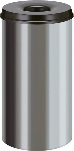 PROREGAL Selbstlöschender Papierkorb und Abfallsammler aus Edelstahl in Silber und Schwarz, Höhe: 62,5 cm, Durchmesser: 33,5 cm - Bild 1