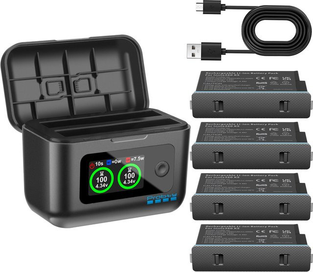 Insta360 X5 Zubehör Set mit 2850 mAh Batterie und LCD 2-Slot Schnellladebox in Schwarz - Bild 1