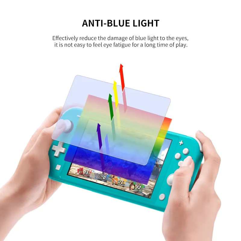 DATA FROG Displayschutzfolie aus gehärtetem Glas für Nintendo Switch Lite HD, transparent, kratzfest und blasenfrei - Bild 2