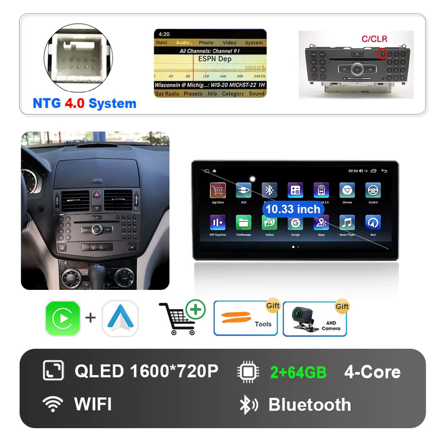 LIARO-NAVI Android 16 Autoradio für Mercedes BENZ C-KLASSE W204 (2007 - 2010) mit kabellosem CarPlay, Touchscreen, 4G und WLAN in Schwarz - Bild 4