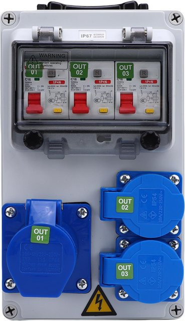 Tragbarer Verteilerkasten von aimo für den Außenbereich, 16A, 3-polig, IP44, Farbe: Weiß, B/T/H: 25,0 x 15,0 x 10,0 cm - Bild 1