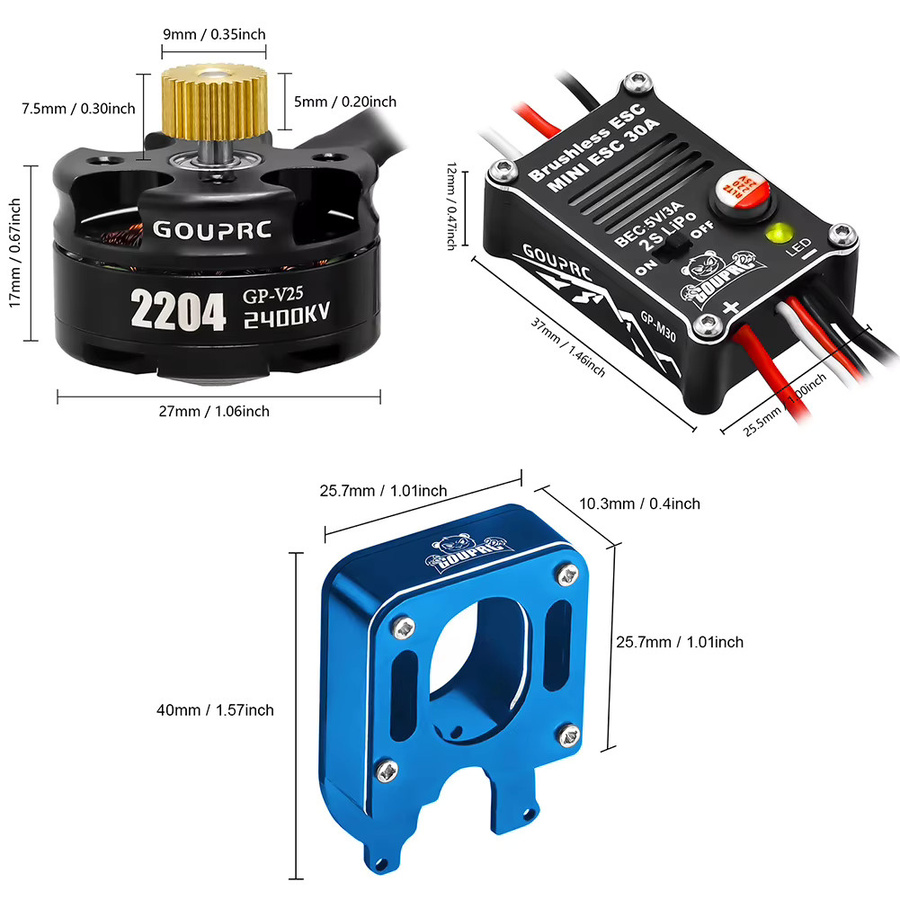 APWIKOGER 2204 2400KV Bürstenloser Außenläufermotor mit Getriebe & 30A ESC, 1:24, Set / Bundle - Bild 4