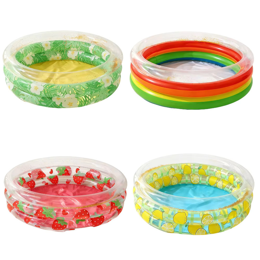 CatXaa Aufblasbarer Kinderpool für Babys, Rundes Bällebad und Spielbecken, Gelb/Bunt, Durchmesser: 120 cm - Bild 2
