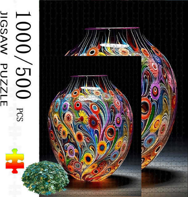 AZNM 3D-Marmor-Mosaik-Vasen-Puzzle, 1.000 Teile, Bunt / Mehrfarbig - Bild 1