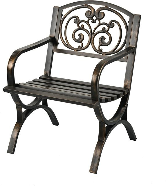 Relaxdays Gartenstuhl aus Metall in Schwarz und Bronze mit Armlehnen, H x B x T: 85,5 x 60 x 56 cm - Bild 1
