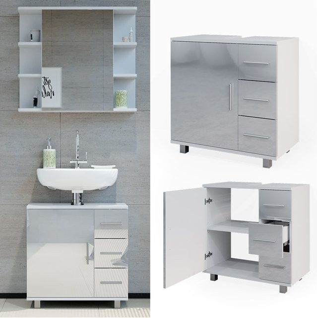 Vicco Waschtischunterschrank Elias Weiß Hochglanz modern B: 60 cm, T: 61 cm - Bild 1