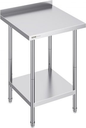 VEVOR Arbeitstisch aus Edelstahl in Silber, höhenverstellbarer Gastro-Arbeitstisch für Restaurant, Hotel und Zuhause, B/T/H: 61,0 x 61,0 x 91,4 cm - Bild 1