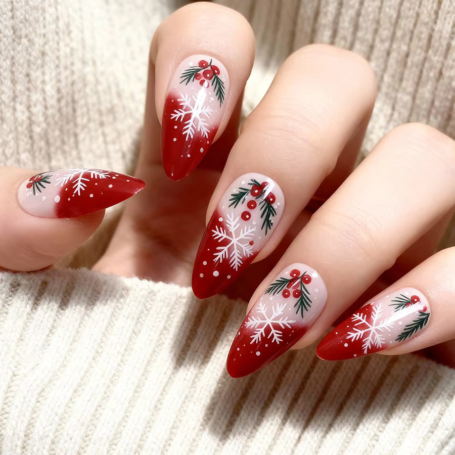 MAFANAILS Künstliche Nägel, rot, glänzend, 24 Stück - Bild 3