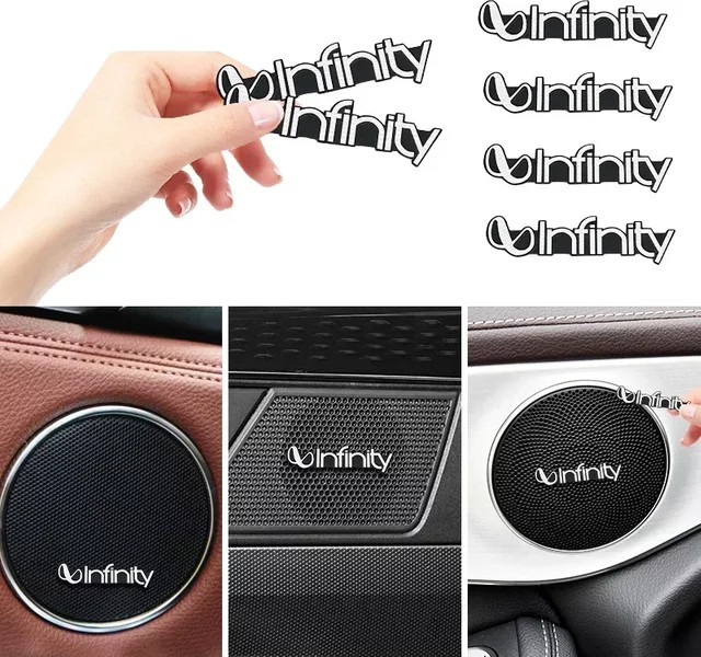 Infinity Metall Logo Aufkleber für Auto Hi-Fi Lautsprecher in Silber, 5 oder 10 Stück - Bild 1