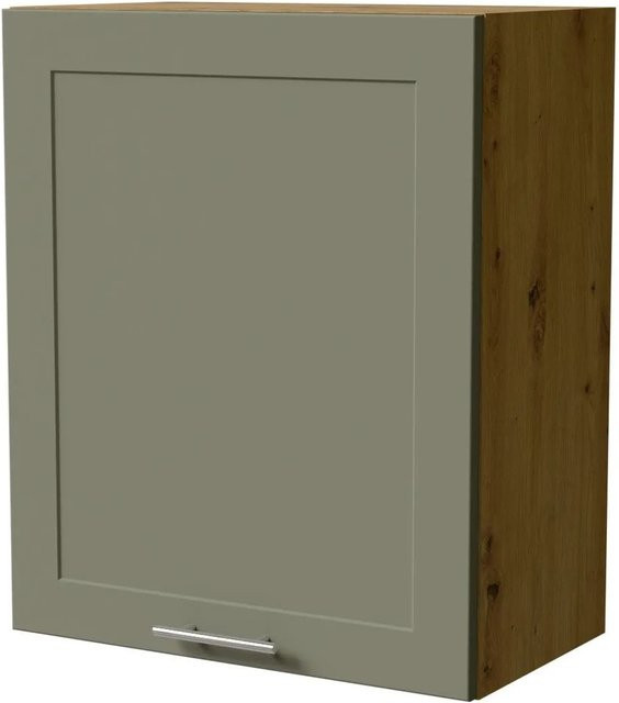 Feldmann-Wohnen Hängeschrank Oslo W2/60 in Eiche Artisan und Reed Green Matt mit Soft-Close-Türen, Breite: 60 cm, Tiefe: 32,5 cm, Höhe: 72 cm - Bild 1