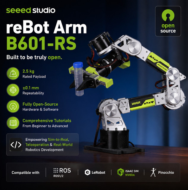Seeed Studio reBot Arm B601-RS KI-Roboterarm Open-Source-Roboterplattform mit ROS2 und Isaac Sim Unterstützung - Bild 1