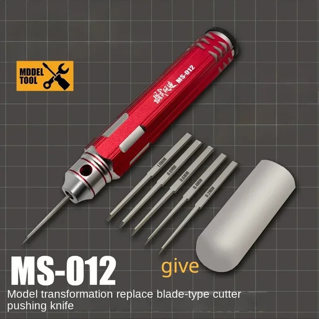 MDWD 5-in-1 Modellbau-Anreißer Set mit Gummikappenklingen in Rot, Schneidwerkzeug für Modellharz und Hobby, Durchmesser: 0,2 mm, 0,4 mm, 0,6 mm, 0,8 mm, 1,0 mm - Bild 1