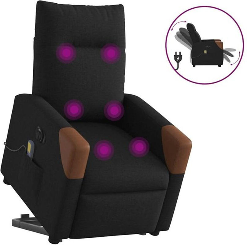 Elektrischer Massagesessel mit Aufstehhilfe von vidaxl in Schwarz aus Stoff - Bild 1