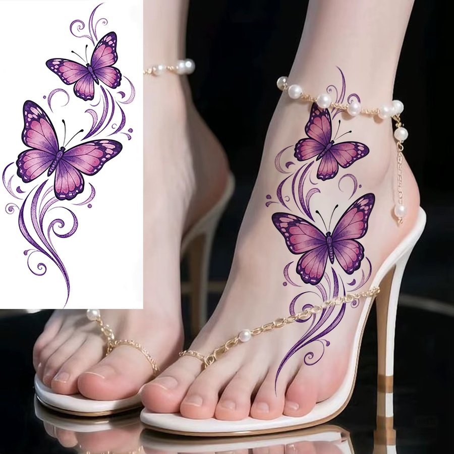 GoldOcean Temporäre Tattoos Schmetterlingsblumen und Halbmond, Damen - Bild 3