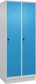 C+P Spind Classic PLUS Spind mit Sockel, 2 Abteile, Sicherheits-Drehriegel und 4 Garderobenhaken, Grau/Blau, H x B x T: 195 x 80 x 50 cm - Bild 1