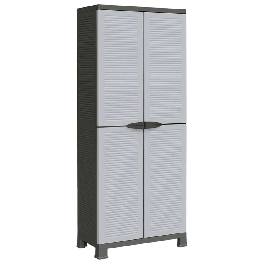vidaXL Kunststoffschrank in Grau mit Scharniertüren und Schloss, B/T/H: 68 x 39 x 171,5 cm - Bild 2