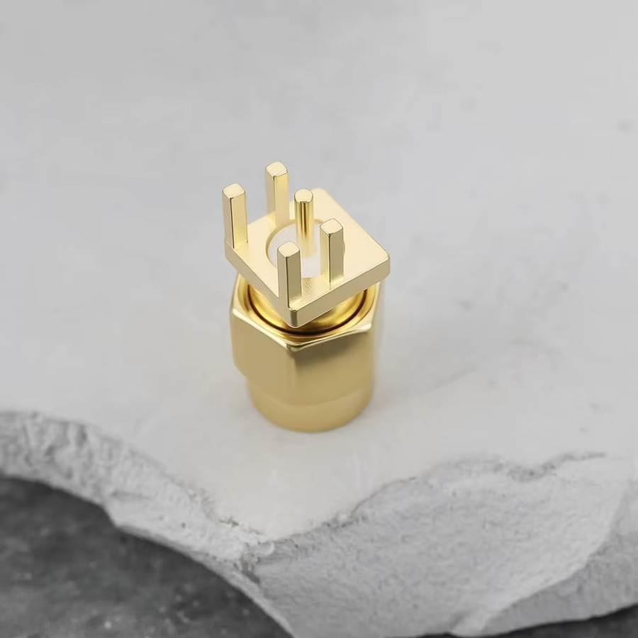 FRHY 5er Set SMA Stecker Gerade Typ Lötterminal für PCB Randmontage WiFi Antenne RF Koaxialkabel in Gold - Bild 3