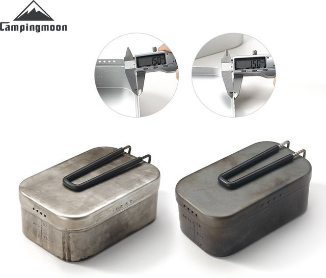 CAMPINGMOON Tragbare Aluminium Lunchbox aus hartoxidiertem Metall in Silber - Bild 1