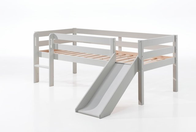 Vipack Kojen-Spielbett aus massiver Kiefer in Weiß, inkl. Leiter, Rutsche und Rolllattenrost, Liegefläche 90 x 200 cm - Bild 1