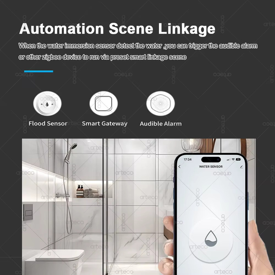 Tuya Smart Zigbee Wasser Sensor in Weiß zur Leckage-Erkennung mit App-Fernüberwachung und Gateway-Unterstützung - Bild 4