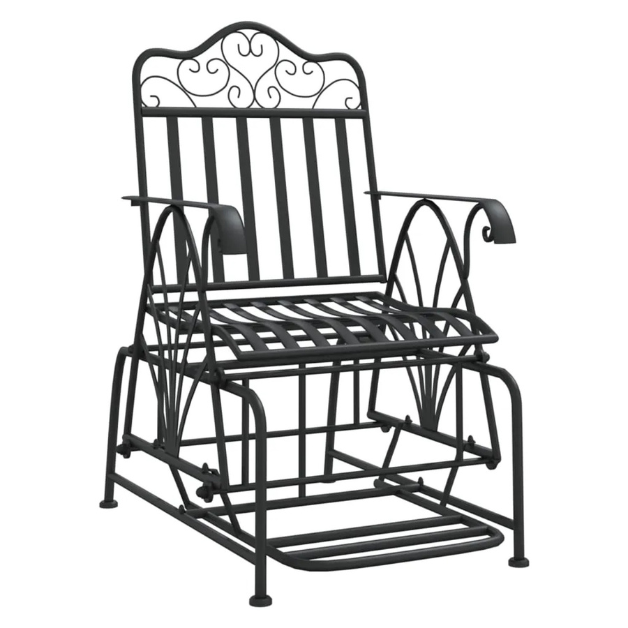 vidaXL Schaukelstuhl aus Stahl in Schwarz für Garten und Terrasse - Bild 2