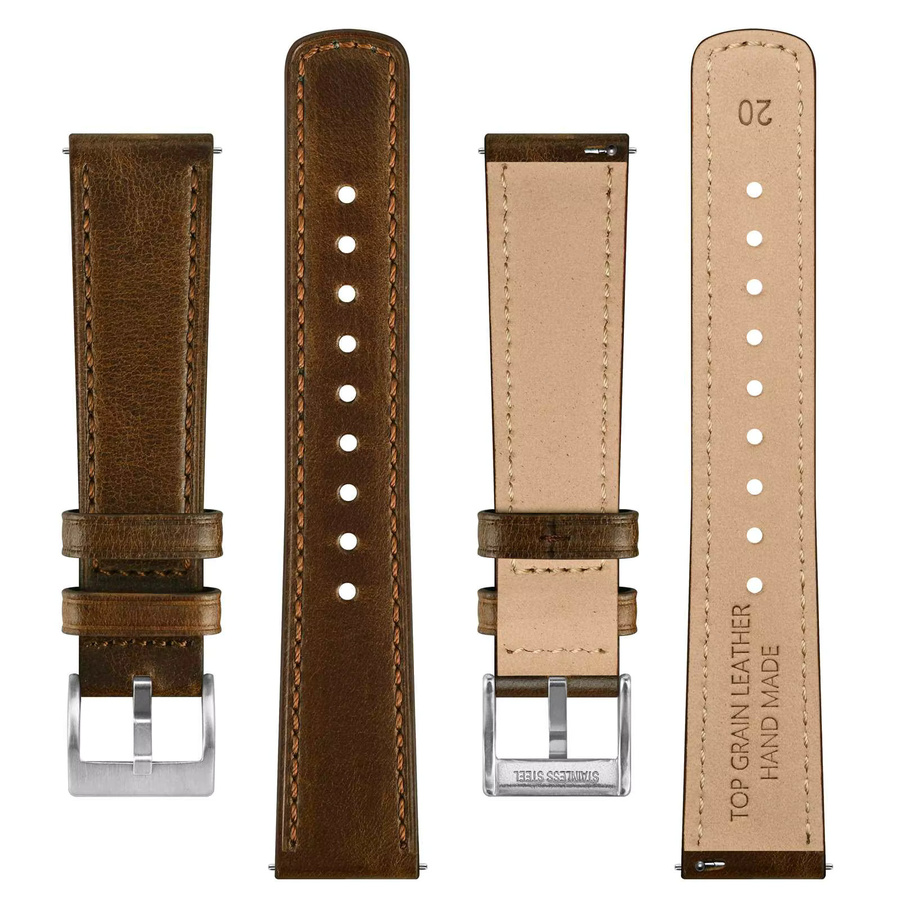 BISONSTRAP Uhrenarmband Leder, Herren, silberne Stahlschnalle - Bild 2