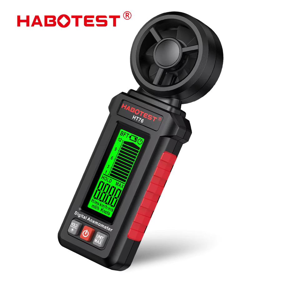 Digitales Anemometer mit LCD-Hintergrundbeleuchtung zur Messung der Windgeschwindigkeit von 0,7 bis 30 m/s in Schwarz und Braun - Bild 2