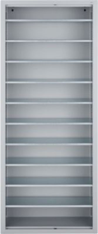 Magazinregal C+P Serie 13 aus Stahl, 10 Fachböden, abschließbar, Farbe: Weißaluminium RAL 9006, B/T/H: 70 x 30 x 169 cm - Bild 2