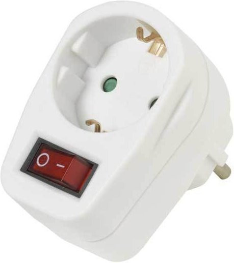 Vivanco Schuko-Adapter mit Schalter in Weiß (22396) - Bild 1