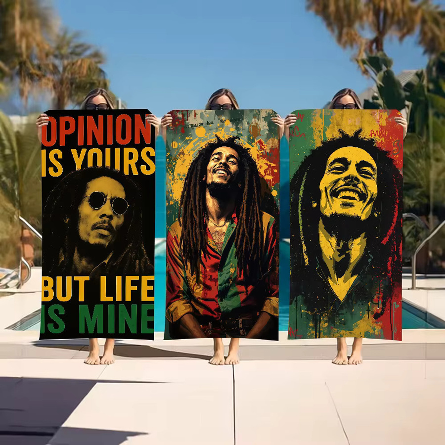 Singer Bob Marley Handtuch Multicolour schnell trocknend und sanddicht für Sport, Reise und Camping - Bild 2