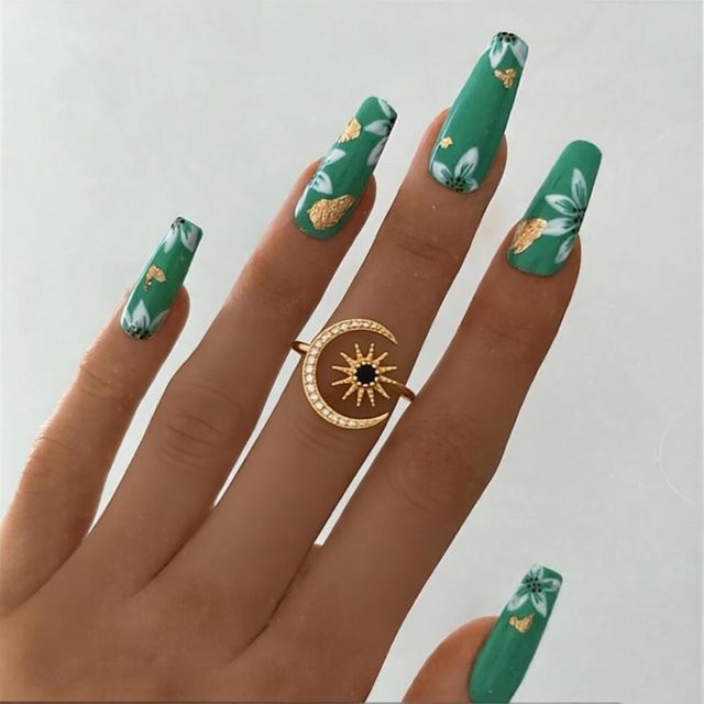 ICFTZWE Ringe Edelstahl, Gold, Zirkonia, Stern & Mond, Damen - Bild 1