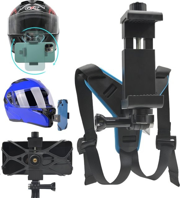 Helm-Telefonhalterung und Clip für GoPro Hero 13, 12, 11 sowie DJI Action 5 Pro in Schwarz - Bild 1