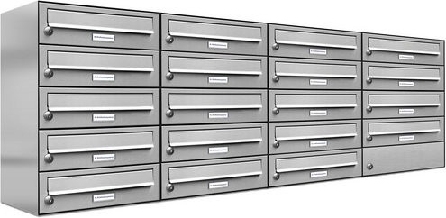 AL Briefkasten für 19 Parteien, Aufputzmontage, silberfarben, B/H/T: 153,144 x 57,5 x 27,5 cm - Bild 1