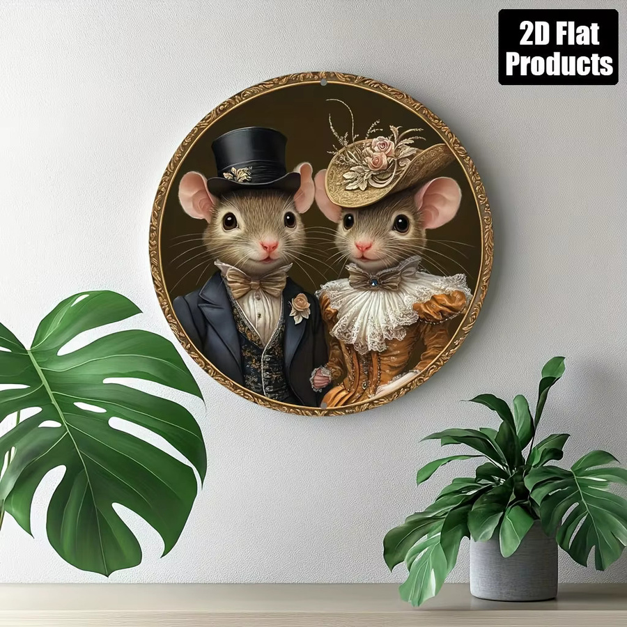 Rundes Metallschild Potdemiel mit Mausmotiv in Vintage-Optik, Durchmesser: 20 cm, Mehrfarbig - Bild 5