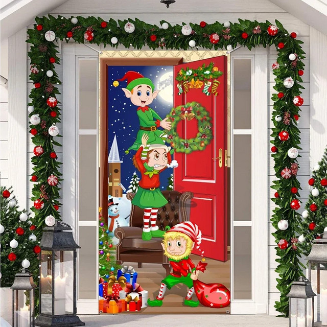 VIKAMA Weihnachts Türvorhang Multicolour für festliche Dekoration, H x B x T: 180 x 90 x 90 cm - Bild 1