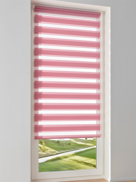 Doppelrollo Heine Home Day & Night aus 100% Polyester in Mauve und Pink mit Kette und Klemmbefestigung, Breite: 150 cm - Bild 1