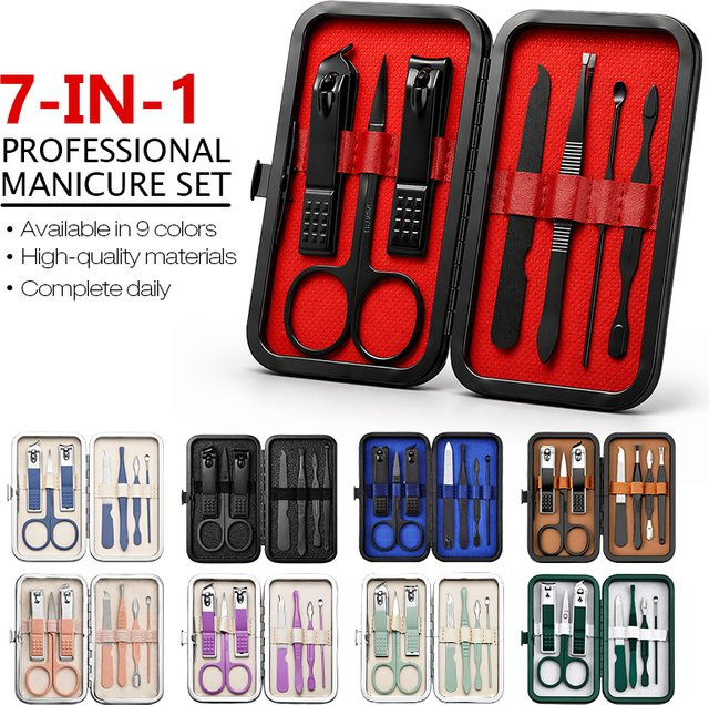 LGRAMER Nagelknipser-Set, 7-teilig, Unisex, Schwarz-Blau - Bild 1