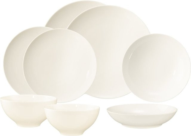 Seltmann Weiden Einsteiger-Set Savona Fine Diamond Dinner Service aus Porzellan, 8er Set, Beige/Weiß - Bild 1