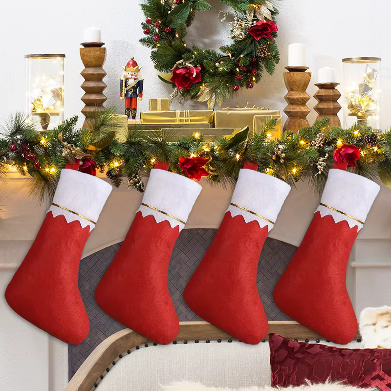 ZQNYCY Weihnachtsstrümpfe als hängende Dekoration für Kamin und Weihnachtsbaum in Rot mit Tier-Motiven - Bild 6
