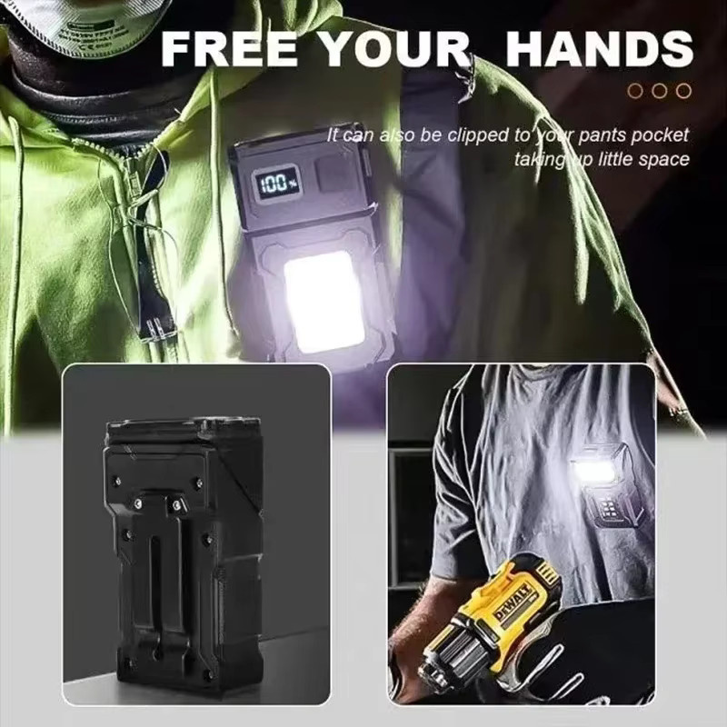 NEWBIRTH LED-Schlüsselanhänger-Taschenlampe in Schwarz mit 500 lm, wiederaufladbare USB-Arbeitslaterne mit Magnet und Digitalanzeige - Bild 6