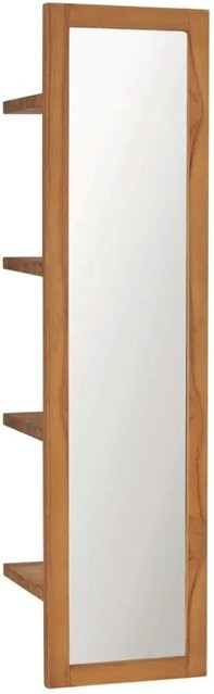 vidaXL Wandspiegel mit Regalen aus massivem Teakholz in Braun, B/T/H: 30 x 30 x 120 cm - Bild 1